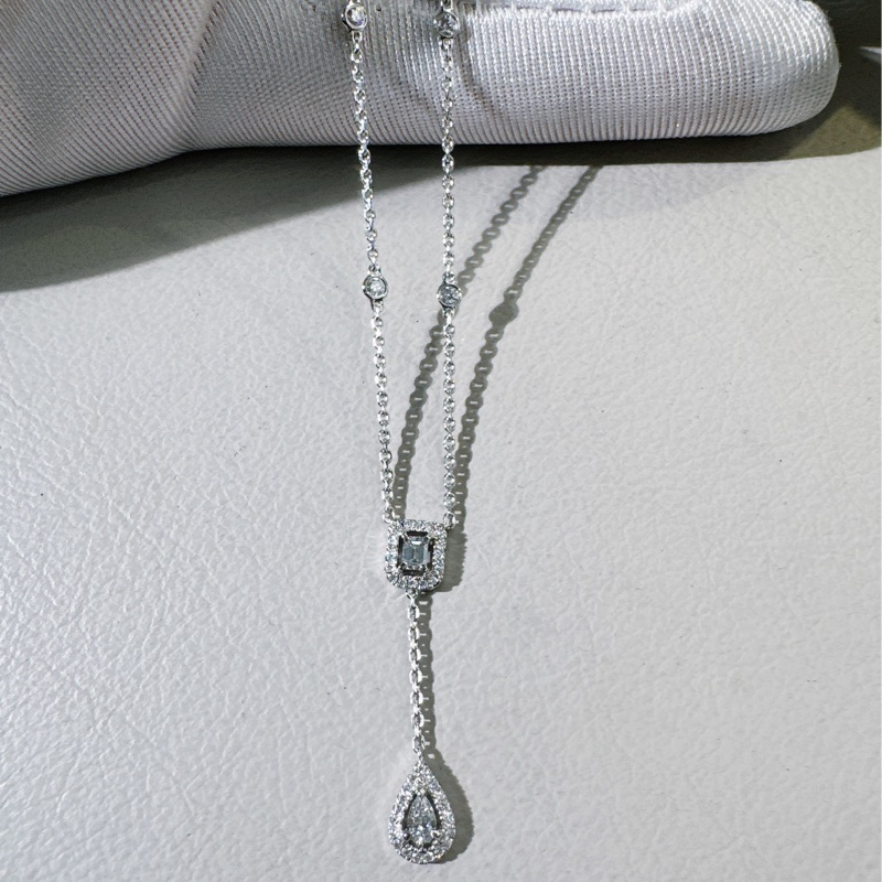 MESSIKA梅西卡 My Twin系列 領結式流蘇滿鑽項鍊，Y字水滴吊墜-6