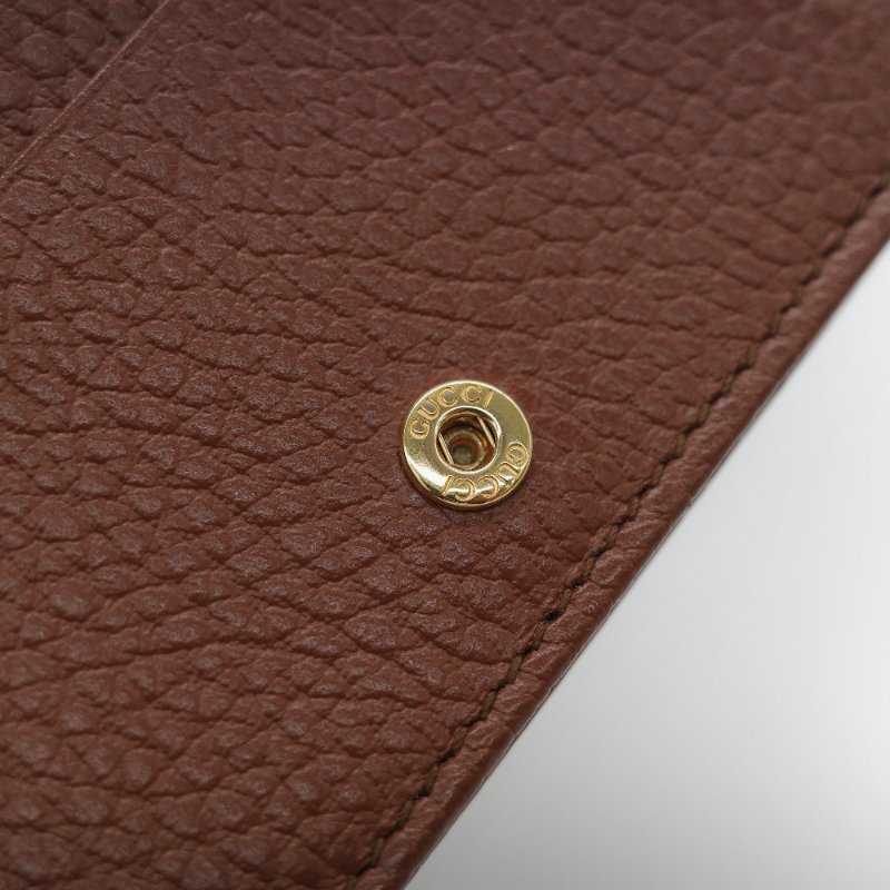 Gucci 古馳 Horsebit 1955 單寧藍 GG 緹花帆布 棕色小牛皮  馬銜扣 雙折式對折短夾-18