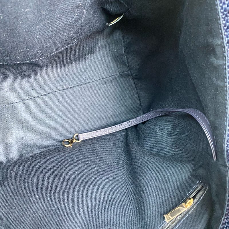 △ Chanel 香奈兒 Navy Raffia Gold Tone Metal Deauville Chain Shoulder Bag No.26 深藍色拉菲草金色金屬鎖鏈肩背袋No.26 - 267005850-14