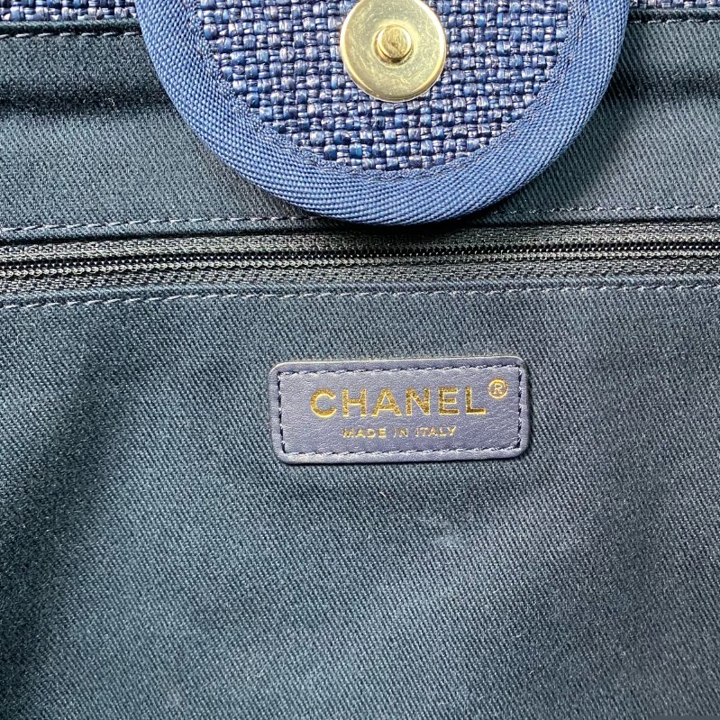 △ Chanel 香奈兒 Navy Raffia Gold Tone Metal Deauville Chain Shoulder Bag No.26 深藍色拉菲草金色金屬鎖鏈肩背袋No.26 - 267005850-15