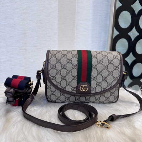Gucci Ophidia 磁吸下蓋拉鏈雙背帶斜背包 離櫃未使用