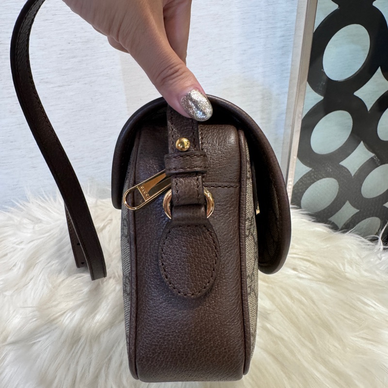 Gucci Ophidia 磁吸下蓋拉鏈雙背帶斜背包 離櫃未使用-5