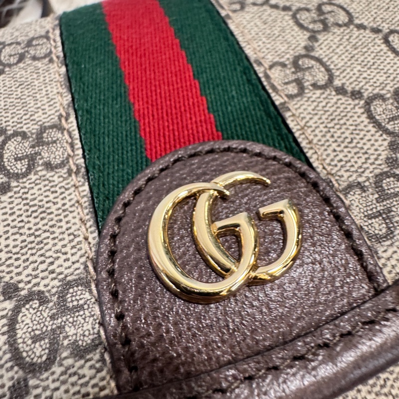 Gucci Ophidia 磁吸下蓋拉鏈雙背帶斜背包 離櫃未使用-9