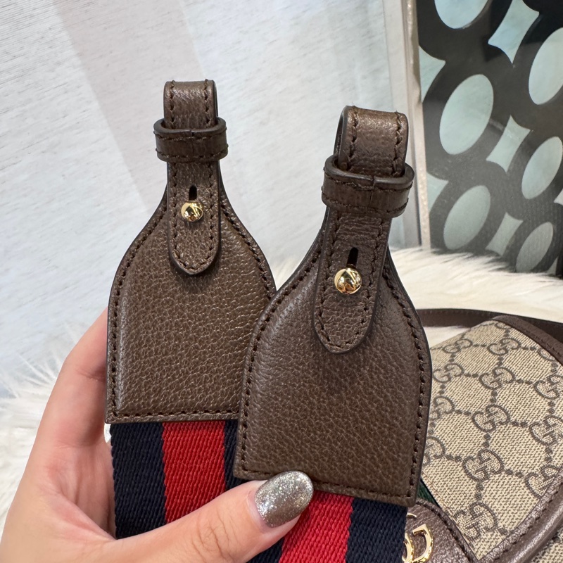 Gucci Ophidia 磁吸下蓋拉鏈雙背帶斜背包 離櫃未使用-15