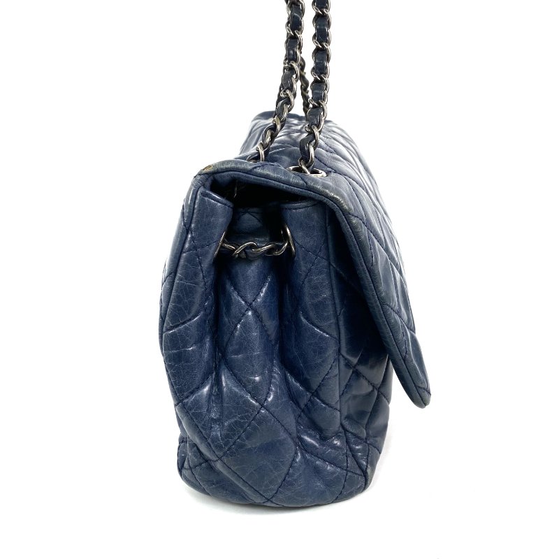 △ Chanel 香奈兒 Navy Calfskin Ruthenium-Finish Metal Single Flap Chain Shoulder Bag No.20 深藍色小牛皮鍍釕金屬鎖鏈肩背袋No.20 - 267005704-4