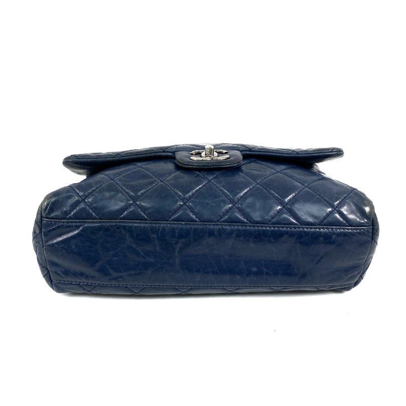 △ Chanel 香奈兒 Navy Calfskin Ruthenium-Finish Metal Single Flap Chain Shoulder Bag No.20 深藍色小牛皮鍍釕金屬鎖鏈肩背袋No.20 - 267005704-5