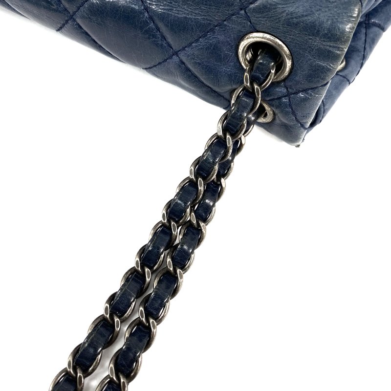 △ Chanel 香奈兒 Navy Calfskin Ruthenium-Finish Metal Single Flap Chain Shoulder Bag No.20 深藍色小牛皮鍍釕金屬鎖鏈肩背袋No.20 - 267005704-13