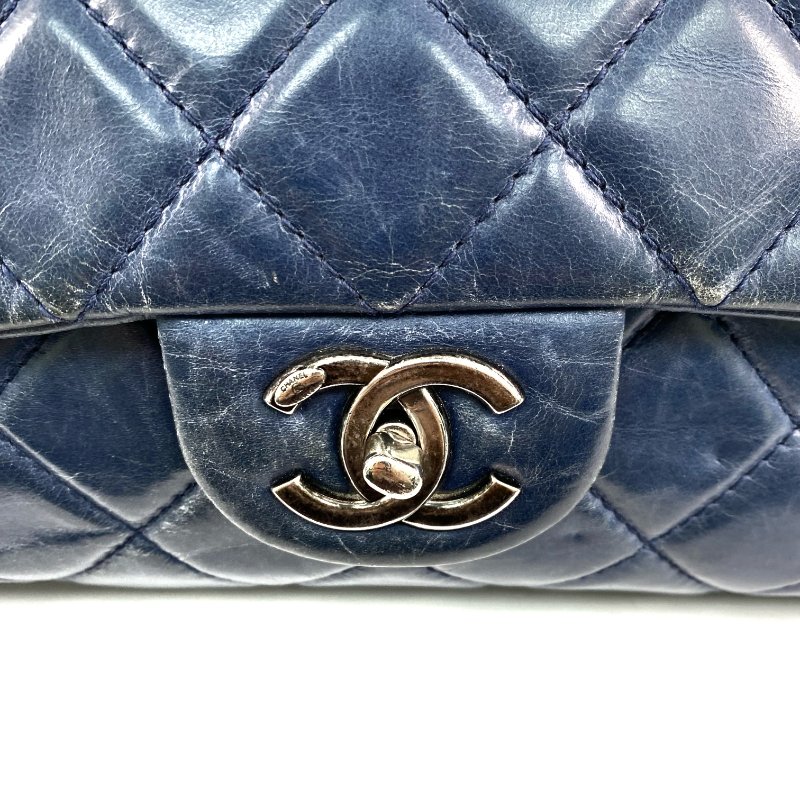 △ Chanel 香奈兒 Navy Calfskin Ruthenium-Finish Metal Single Flap Chain Shoulder Bag No.20 深藍色小牛皮鍍釕金屬鎖鏈肩背袋No.20 - 267005704-14