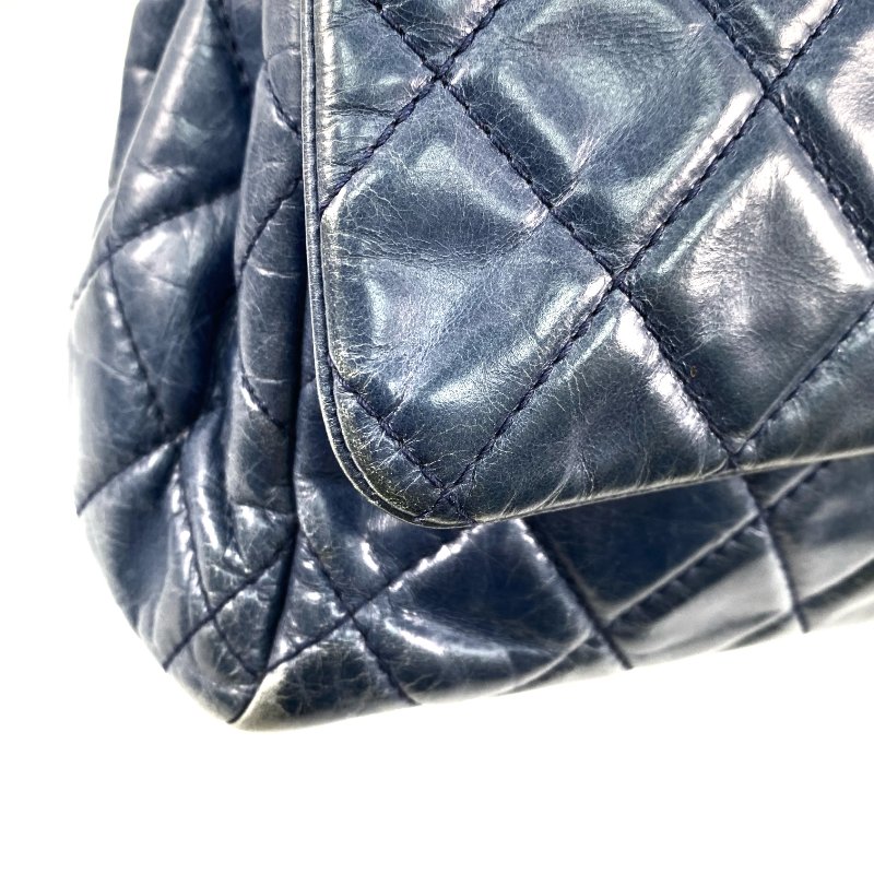 △ Chanel 香奈兒 Navy Calfskin Ruthenium-Finish Metal Single Flap Chain Shoulder Bag No.20 深藍色小牛皮鍍釕金屬鎖鏈肩背袋No.20 - 267005704-15