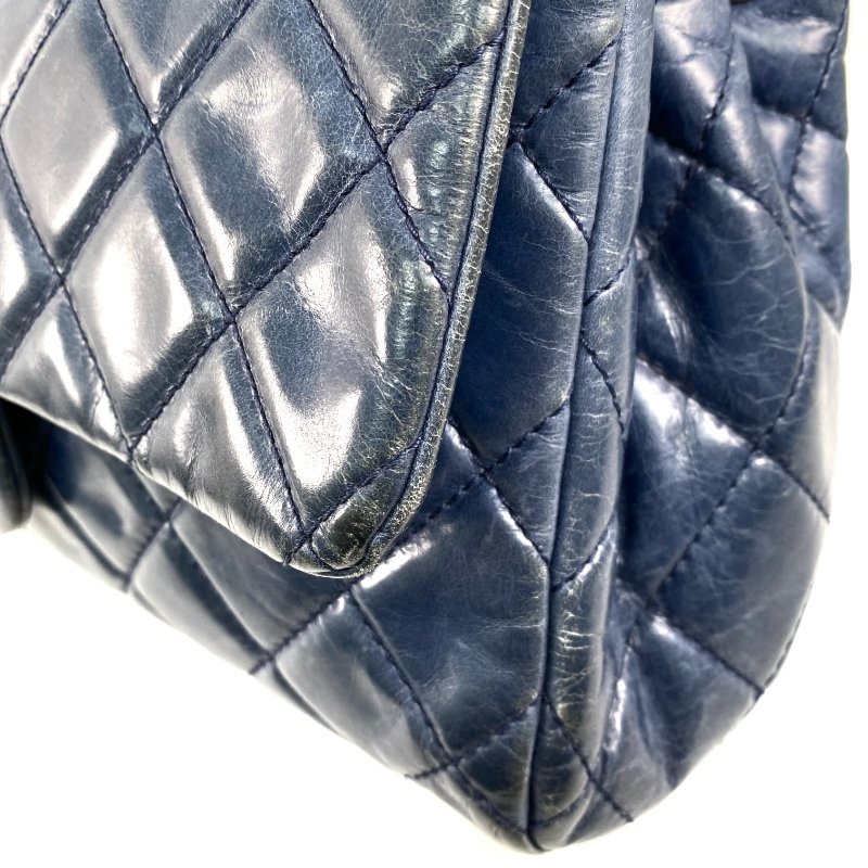 △ Chanel 香奈兒 Navy Calfskin Ruthenium-Finish Metal Single Flap Chain Shoulder Bag No.20 深藍色小牛皮鍍釕金屬鎖鏈肩背袋No.20 - 267005704-16