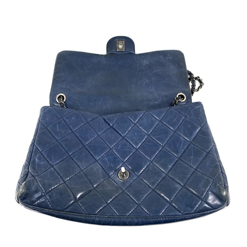 △ Chanel 香奈兒 Navy Calfskin Ruthenium-Finish Metal Single Flap Chain Shoulder Bag No.20 深藍色小牛皮鍍釕金屬鎖鏈肩背袋No.20 - 267005704-17