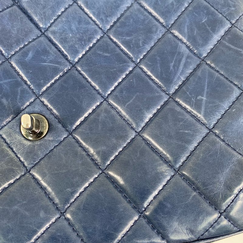 △ Chanel 香奈兒 Navy Calfskin Ruthenium-Finish Metal Single Flap Chain Shoulder Bag No.20 深藍色小牛皮鍍釕金屬鎖鏈肩背袋No.20 - 267005704-20