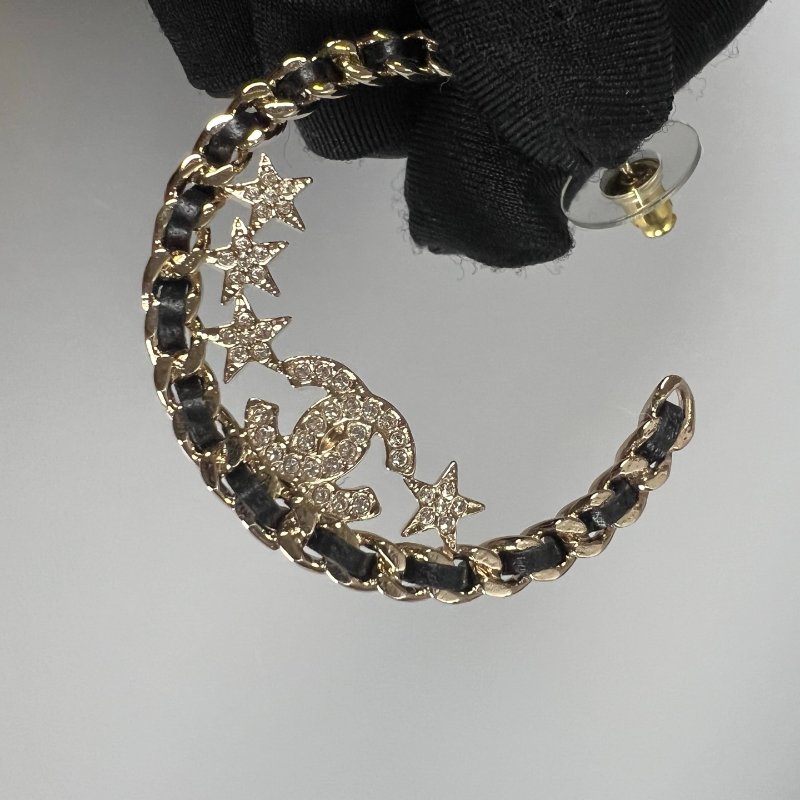 CHANEL B23/C 月牙皮穿鍊耳環-3
