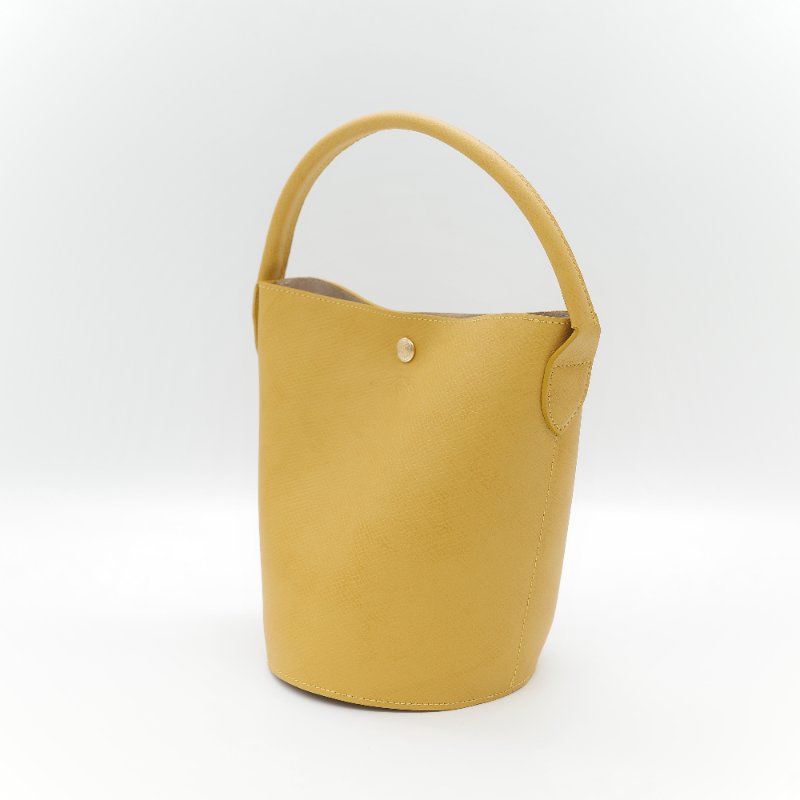 Longchamp 瓏驤 Épure 亮黃色 牛皮 經典硬挺 提籃式小型水桶包-2