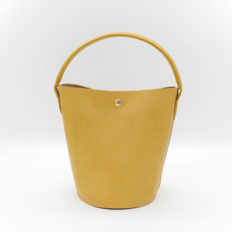 Longchamp 瓏驤 Épure 亮黃色 牛皮 經典硬挺 提籃式小型水桶包-4