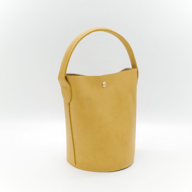 Longchamp 瓏驤 Épure 亮黃色 牛皮 經典硬挺 提籃式小型水桶包-5