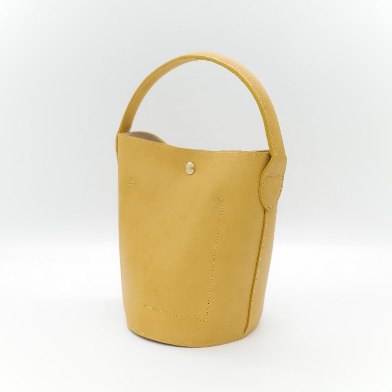 Longchamp 瓏驤 Épure 亮黃色 牛皮 經典硬挺 提籃式小型水桶包-6