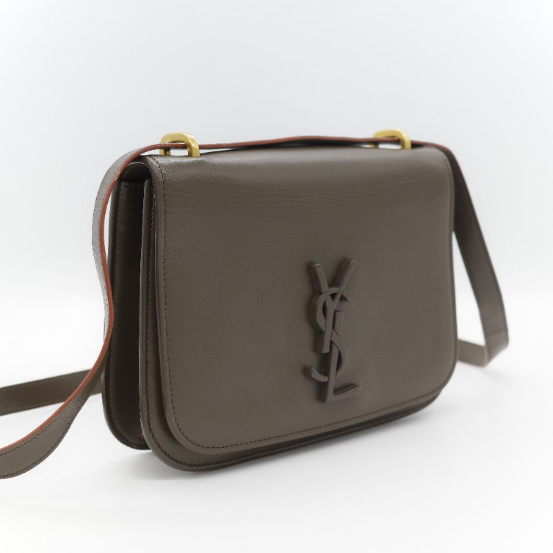 Saint Laurent 聖羅蘭 Spontini 咖啡棕色 小牛皮 牛皮  翻蓋式 斜背包馬鞍包-2