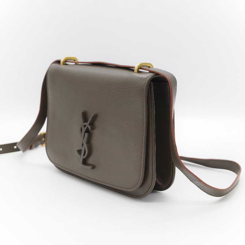 Saint Laurent 聖羅蘭 Spontini 咖啡棕色 小牛皮 牛皮  翻蓋式 斜背包馬鞍包-3