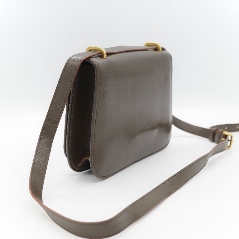 Saint Laurent 聖羅蘭 Spontini 咖啡棕色 小牛皮 牛皮  翻蓋式 斜背包馬鞍包-6