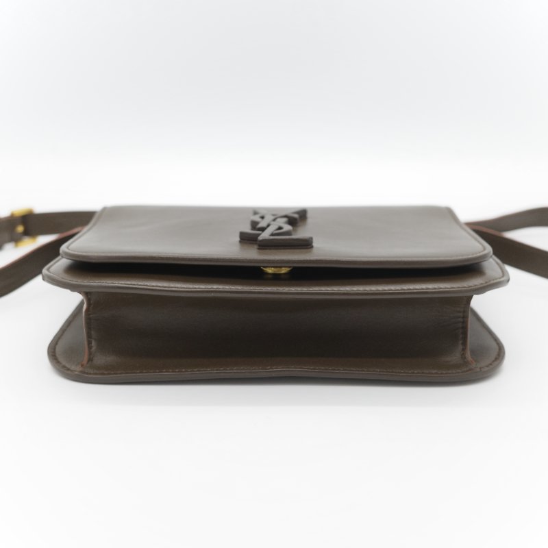 Saint Laurent 聖羅蘭 Spontini 咖啡棕色 小牛皮 牛皮  翻蓋式 斜背包馬鞍包-7