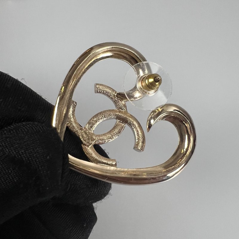 CHANEL F23/C 愛心造型小顆水鑽耳環-4