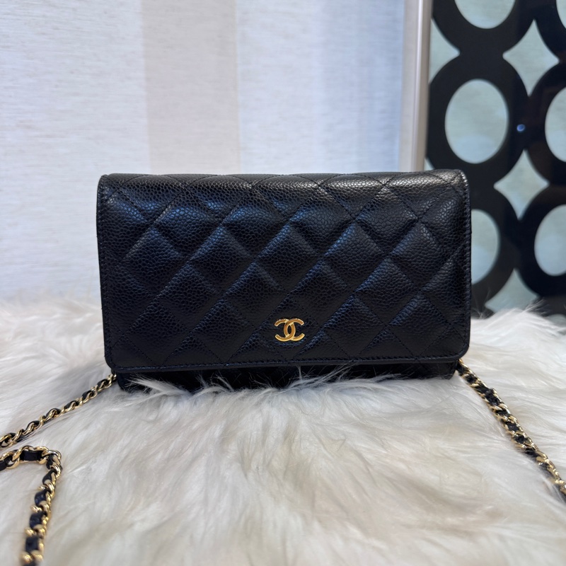 Chanel 黑金荔枝皮WOC 晶片款-0