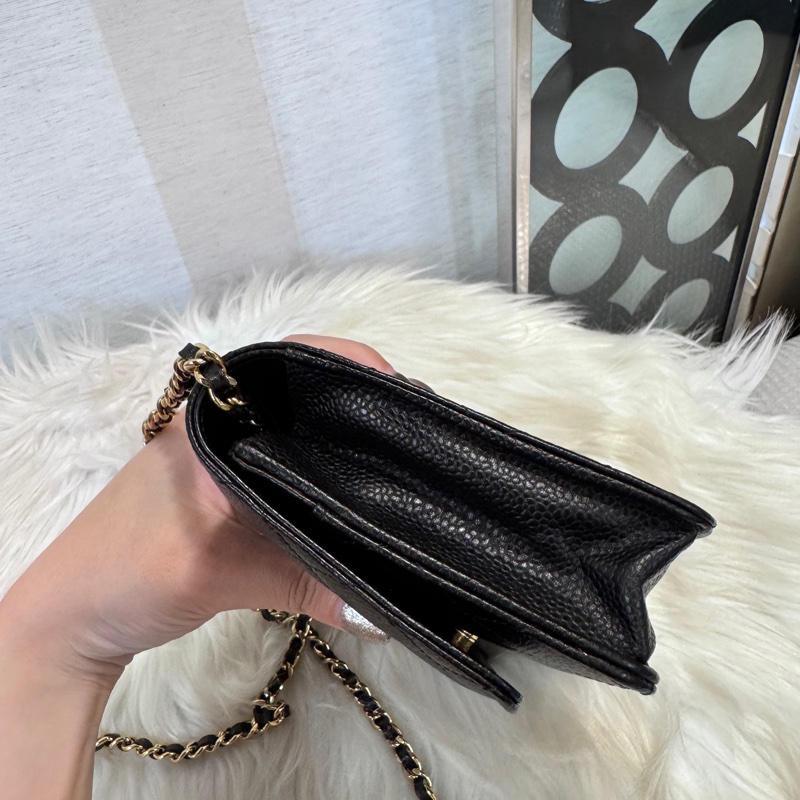 Chanel 黑金荔枝皮WOC 晶片款-4