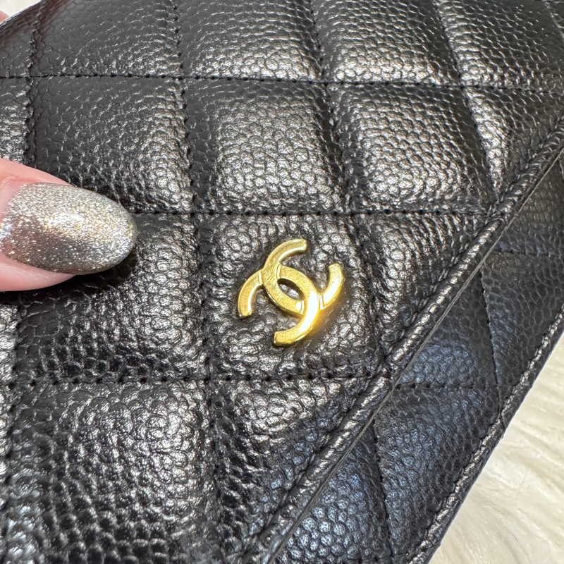 Chanel 黑金荔枝皮WOC 晶片款-5