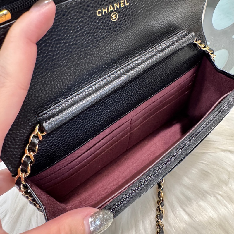 Chanel 黑金荔枝皮WOC 晶片款-7