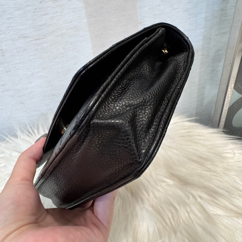 Chanel 黑金荔枝皮WOC 晶片款-10