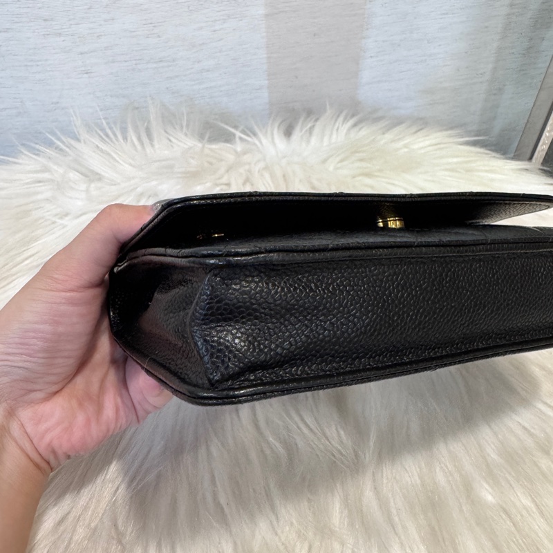 Chanel 黑金荔枝皮WOC 晶片款-11