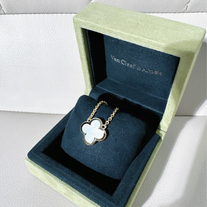 VCA 梵克雅寶 Pure Alhambra四葉草項鍊 18K黃金 白貝母項鍊-4