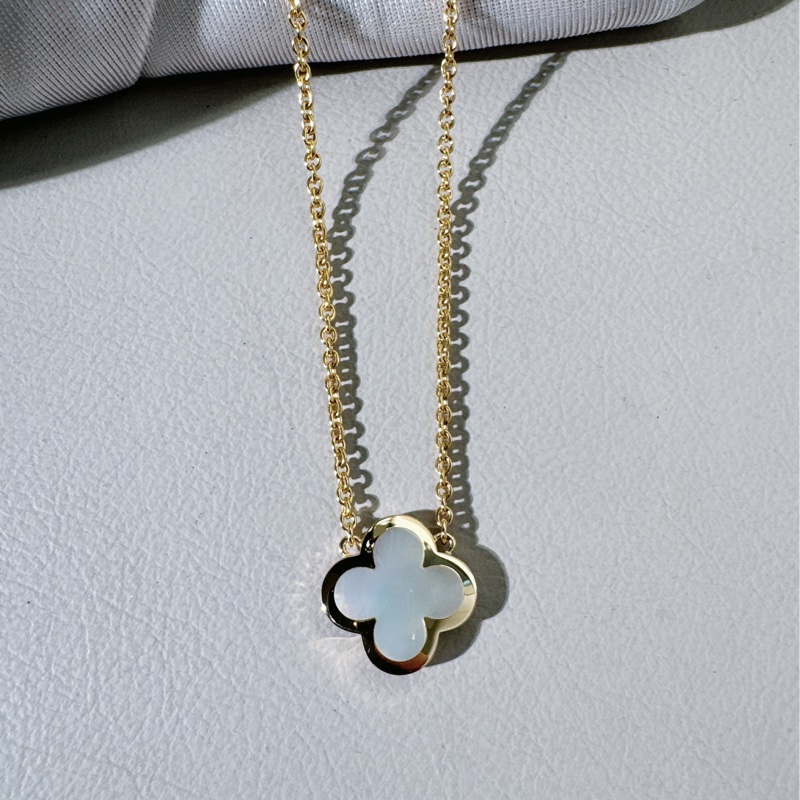 VCA 梵克雅寶 Pure Alhambra四葉草項鍊 18K黃金 白貝母項鍊-5