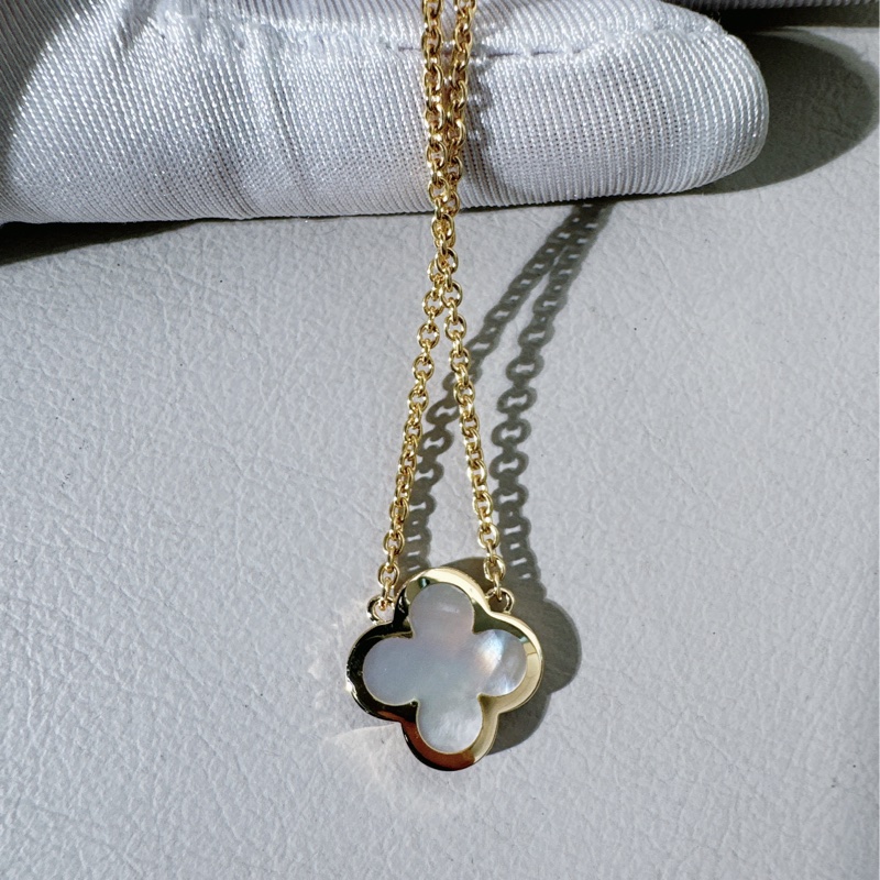 VCA 梵克雅寶 Pure Alhambra四葉草項鍊 18K黃金 白貝母項鍊-6