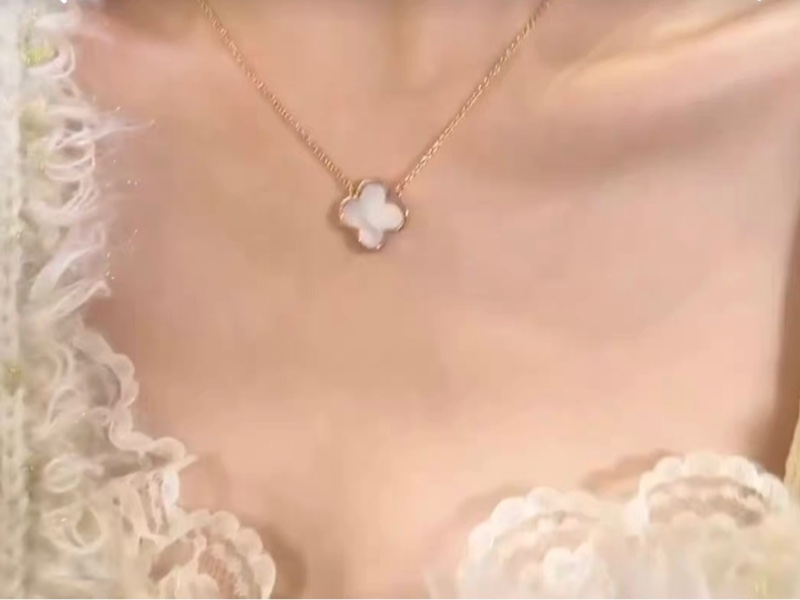 VCA 梵克雅寶 Pure Alhambra四葉草項鍊 18K黃金 白貝母項鍊-7