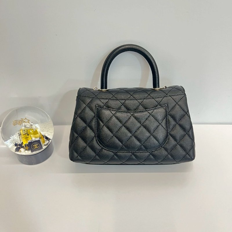 Chanel coco handle24 黑金 荔枝牛 晶片款-1