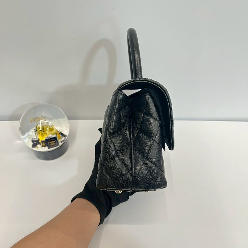 Chanel coco handle24 黑金 荔枝牛 晶片款-3