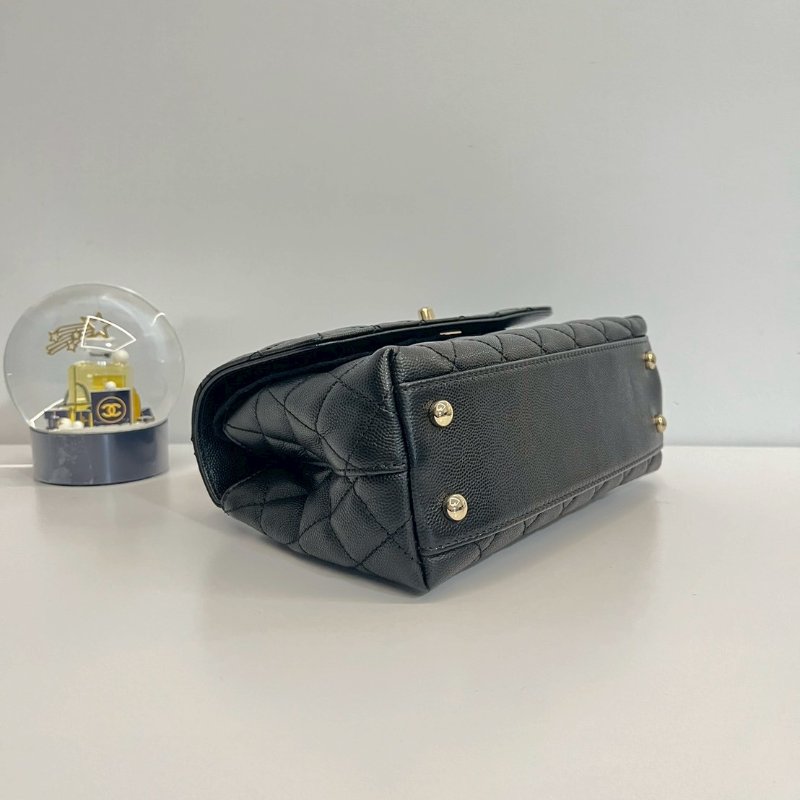 Chanel coco handle24 黑金 荔枝牛 晶片款-4