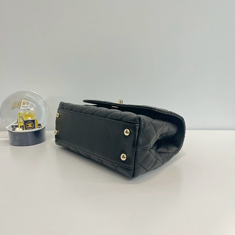 Chanel coco handle24 黑金 荔枝牛 晶片款-5