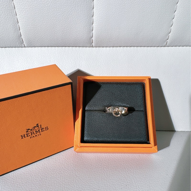 Hermes愛馬仕 玫瑰金 CDC 戒指，51號-0