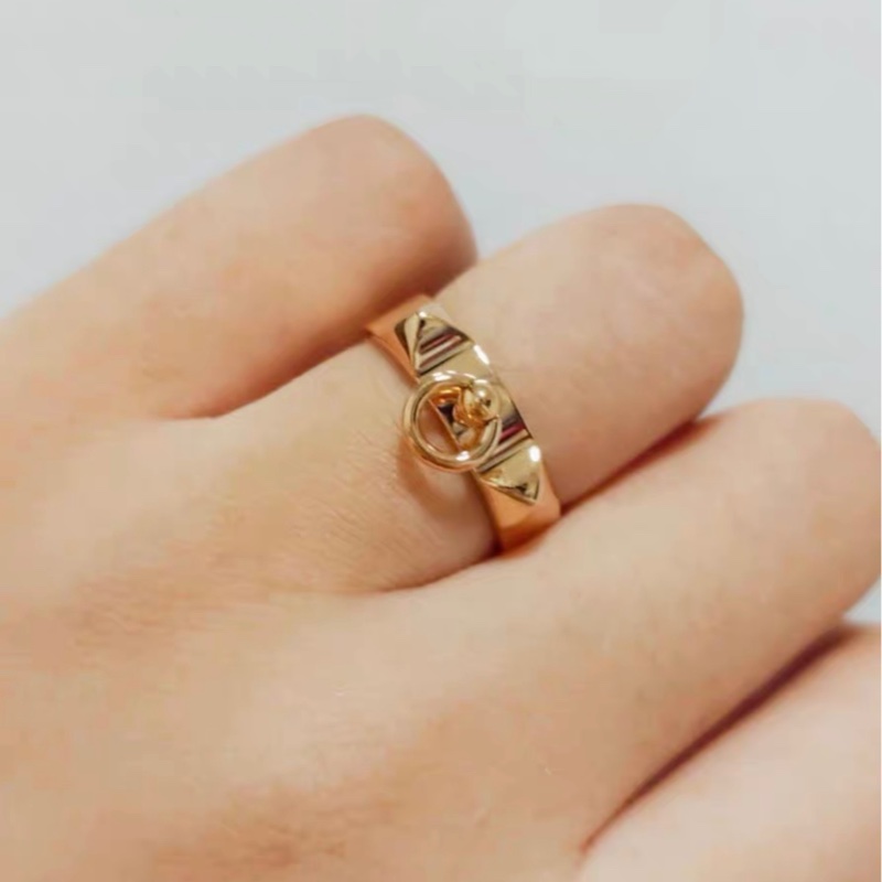 Hermes愛馬仕 玫瑰金 CDC 戒指，51號-7