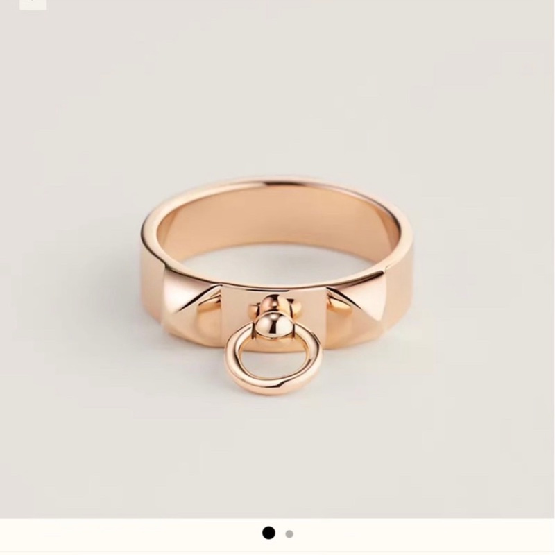 Hermes愛馬仕 玫瑰金 CDC 戒指，51號-8