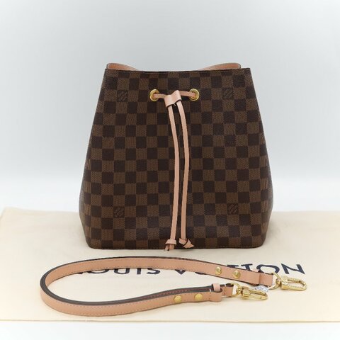 Louis Vuitton 路易威登 NéoNoé MM 經典棕色 Damier 棋盤格紋 帆布 拼接彩色 皮革飾邊 中型水桶包