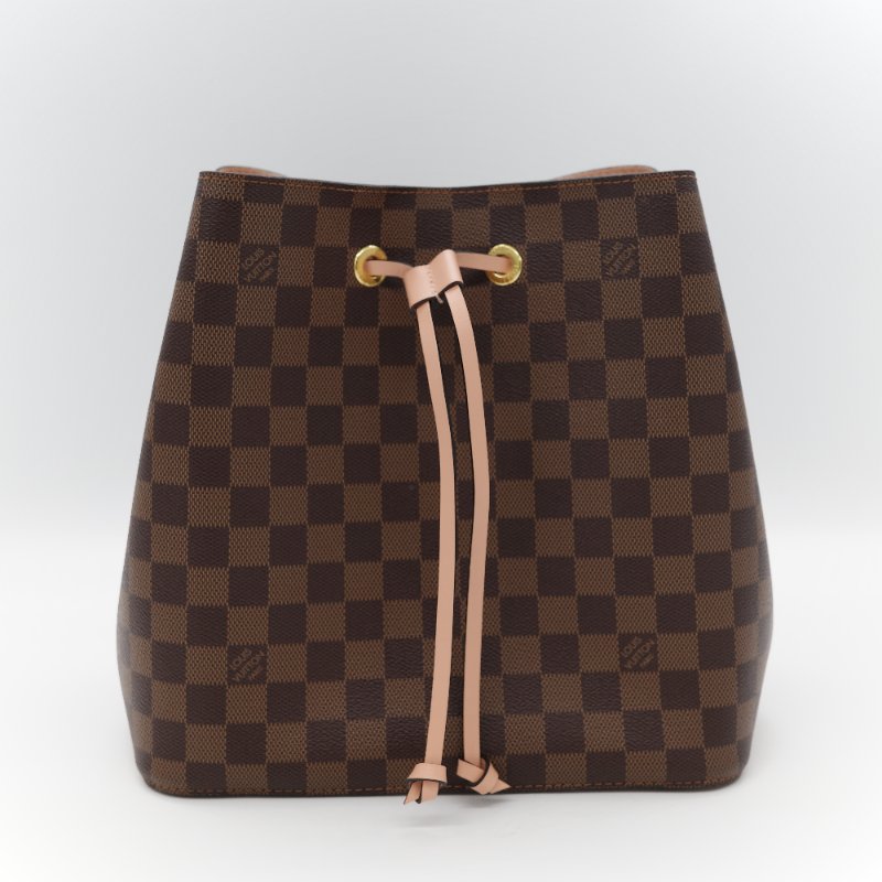 Louis Vuitton 路易威登 NéoNoé MM 經典棕色 Damier 棋盤格紋 帆布 拼接彩色 皮革飾邊 中型水桶包-1