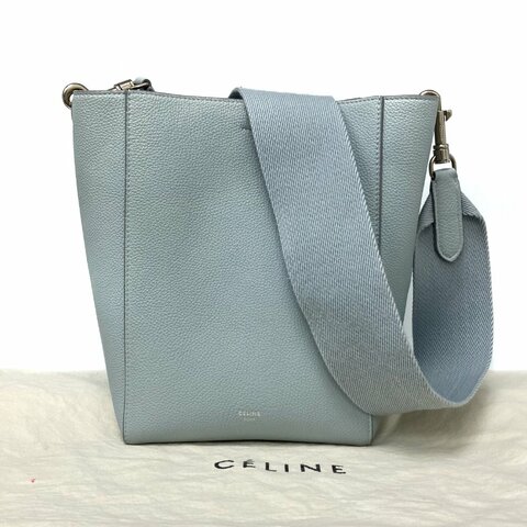 ☆ Celine 思琳 Light Blue Calfskin Sangle Shoulder Bag 淺藍色小牛皮肩背袋 - 267005468