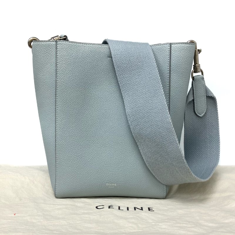 ☆ Celine 思琳 Light Blue Calfskin Sangle Shoulder Bag 淺藍色小牛皮肩背袋 - 267005468-0