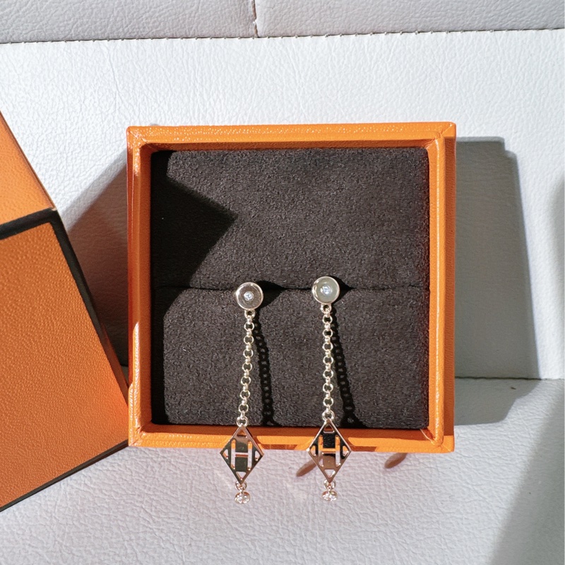 Hermes愛馬仕 Ex-Libris H馬鞍釘流蘇耳環-1