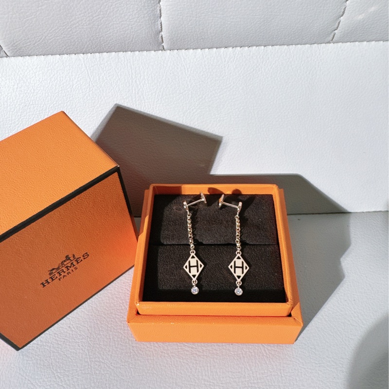 Hermes愛馬仕 Ex-Libris H馬鞍釘流蘇耳環-2