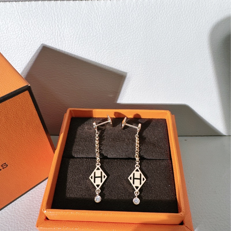 Hermes愛馬仕 Ex-Libris H馬鞍釘流蘇耳環-3